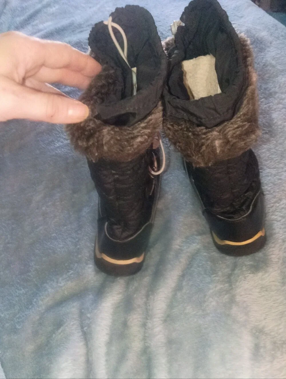 Girls  Black Faux-Fur Winter Snow Boots